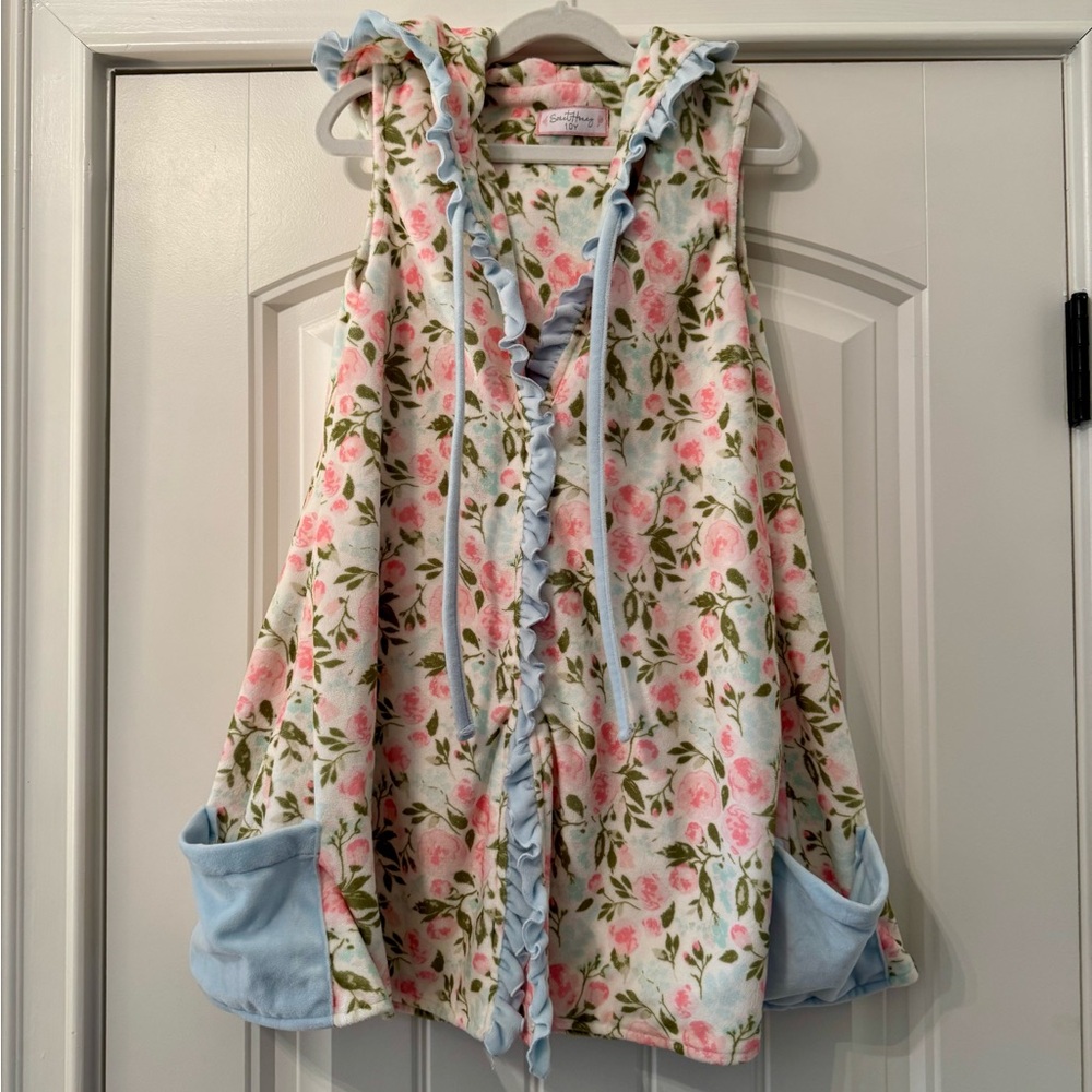 SweetHoney Girls Hooded Floral Swim Coverup Soft Pastels Size 10 NWOT!